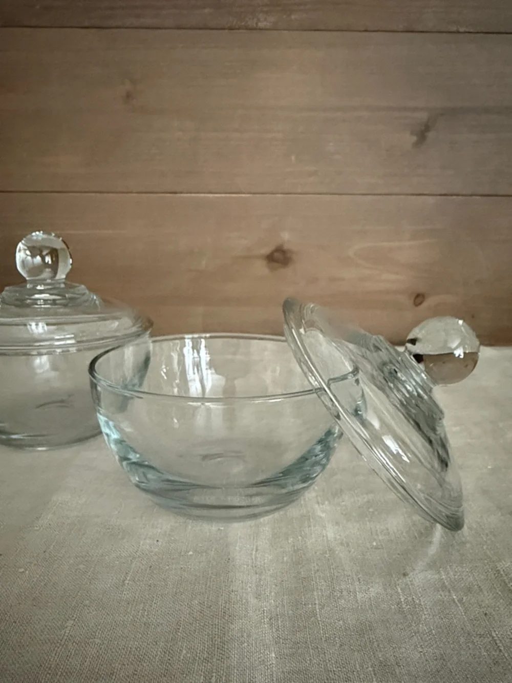 Clear Glass Lidded Bowls - Set of 2 - Picture 3 of 5
